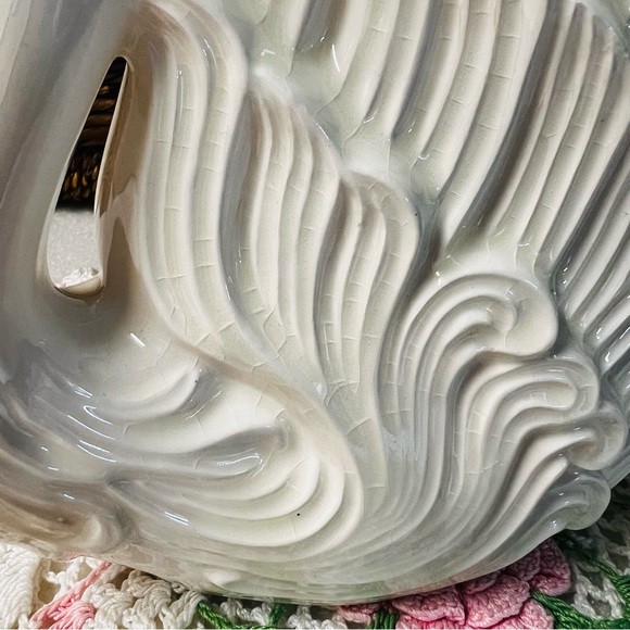 Vintage White Ceramic Swan Planter Mid-Century Modern Coastal Decor Elegant Bird - Picture 7 of 16